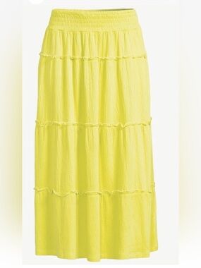 SCOOP Women's Tiered Maxi Skirt in Lemon Yellow - Large